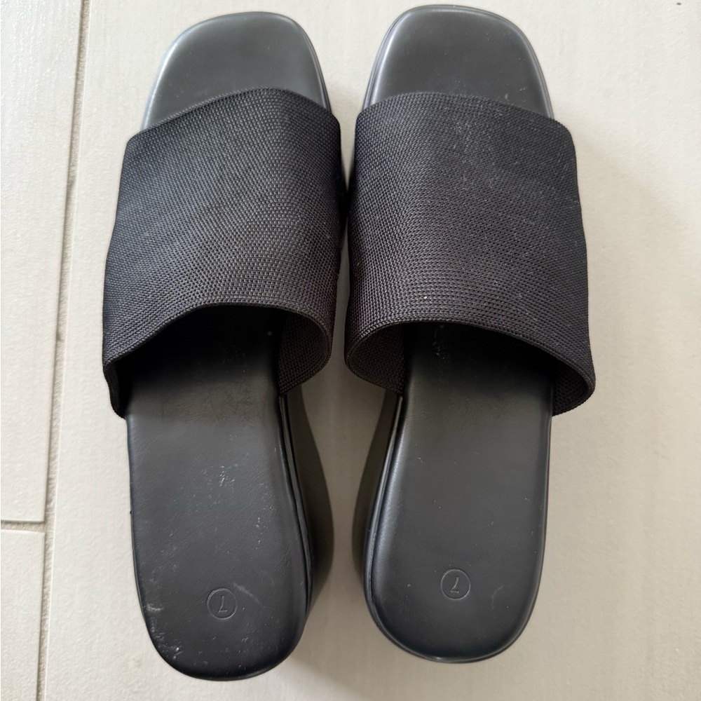 Black Slide Platform Sandals